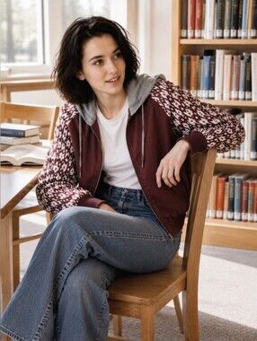 Zumies Empyre Light Weight Maroon Bomber Style Lined Jacket. Size - M